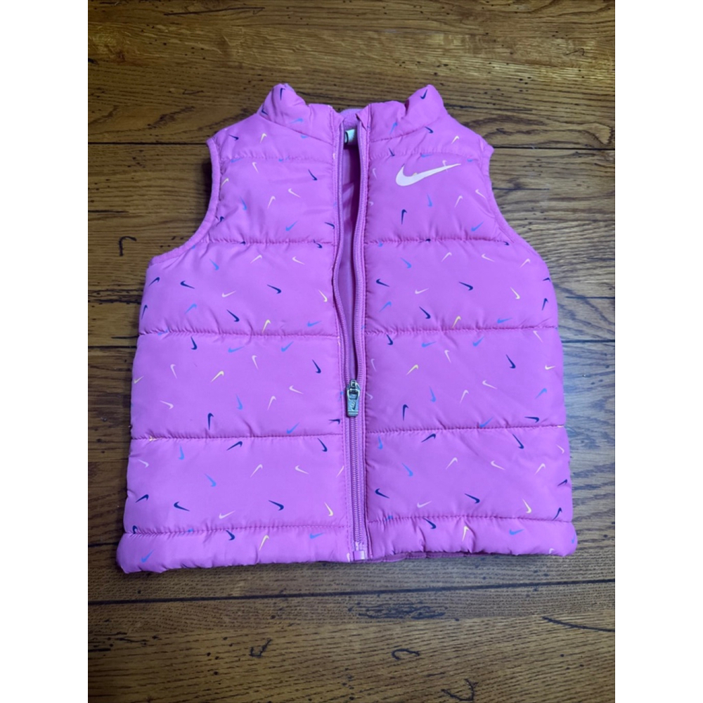 Nike Toddler Girl Logo Puffer Vest, Pink, Swoosh, Zip Up 2T 1-2Y Fall Winter G12
